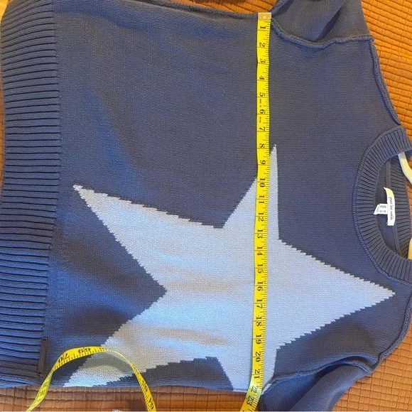 Peace Love World Blue Sweater with White Star - Picture 1 of 4